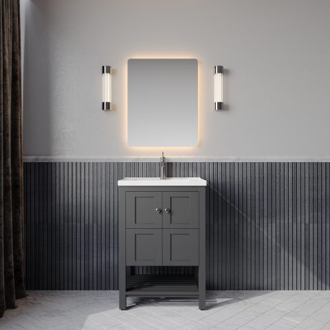 Winterfell 600mm Solid Wood Floor-Standing Vanity – Hampton Series – Matte Black - Image 1