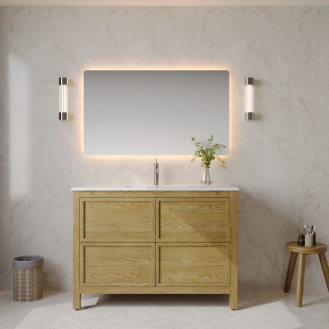 Oakstone 1200mm Solid Wood Floor-Standing Vanity - Hampton Collection - Natural Oak - Image 1