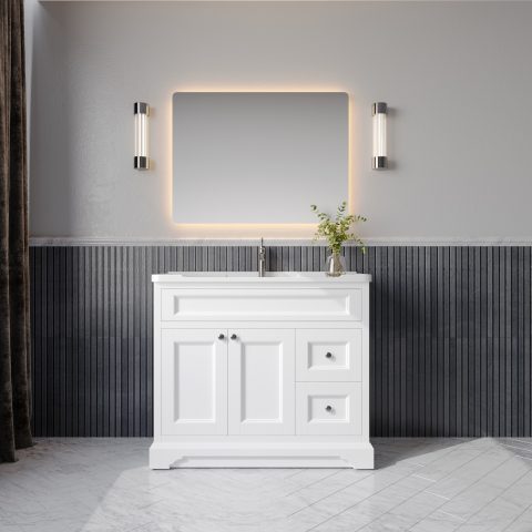 Burlington 1000mm Solid Wood Floor-Standing Vanity – Hampton Series – Matte White - Image 1