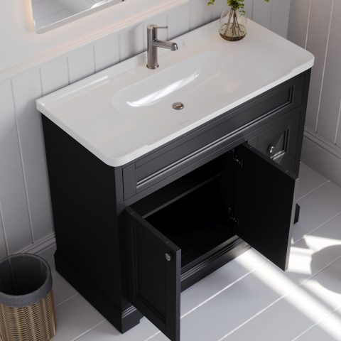 Burlington 1000mm Solid Wood Floor-Standing Vanity - Hampton Series - Matte Black - Image 3