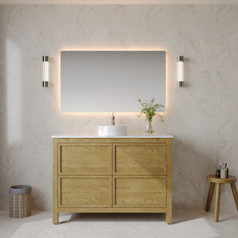 Oakstone 1200mm Solid Wood Floor-Standing Vanity - Hampton Collection - Natural Oak - Image 2