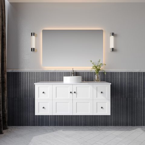 Winterfell 1200mm Solid Wood Wall-Hung Vanity – Hampton Collection - Matte White - Image 2