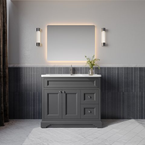 Burlington 1000mm Solid Wood Floor-Standing Vanity - Hampton Series - Matte Black - Image 1