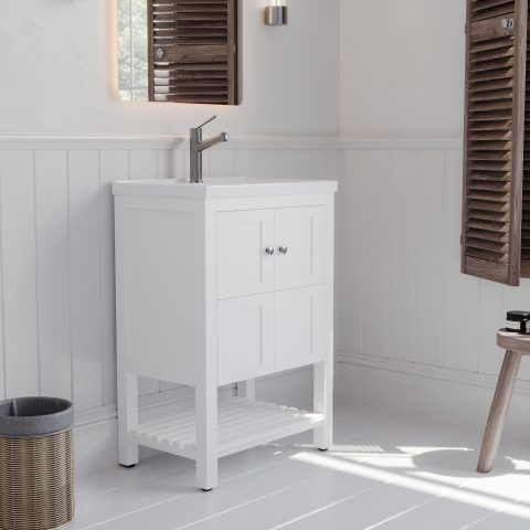 Winterfell 600mm Solid Wood Floor-Standing Vanity – Hampton Series – Matte White - Image 2