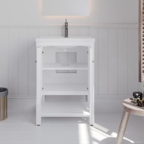 Winterfell 600mm Solid Wood Floor-Standing Vanity – Hampton Series – Matte White - Image 4