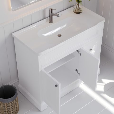 Burlington 1000mm Solid Wood Floor-Standing Vanity – Hampton Series – Matte White - Image 3