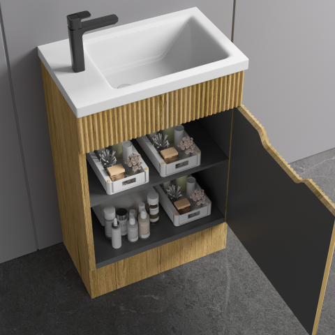 Savoy 400mm Premium Plywood Floor-Standing Vanity - Oak - Image 4