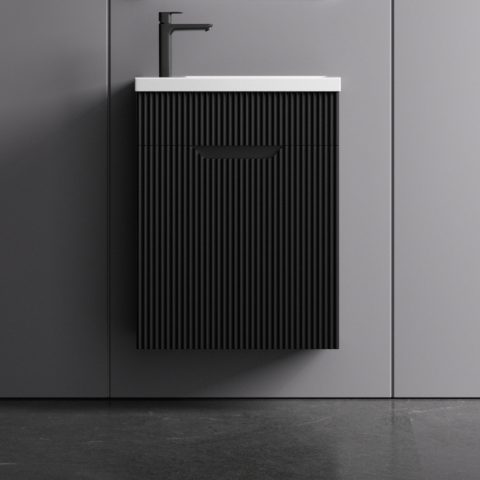 Savoy 400mm Premium Plywood Wall-Hung Vanity – Matte Black - Image 1