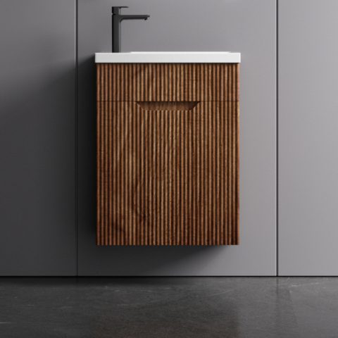 Savoy 400mm Premium Plywood Wall-Hung Vanity - Walnut - Image 1