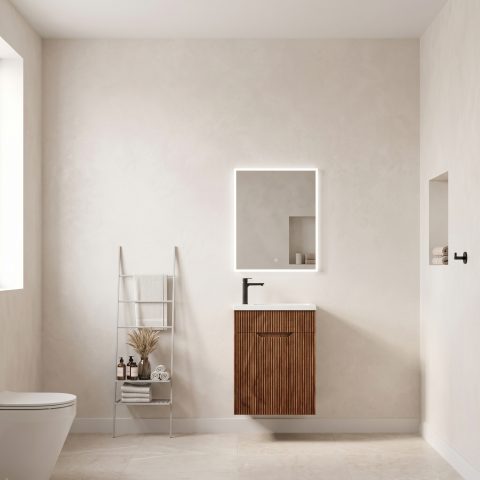Savoy 400mm Premium Plywood Wall-Hung Vanity - Walnut - Image 2