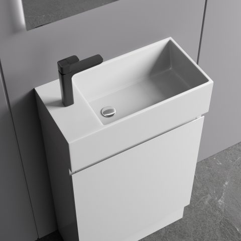 Avalon 480mm Premium Plywood Floor-Standing Vanity - Gloss White - Image 4