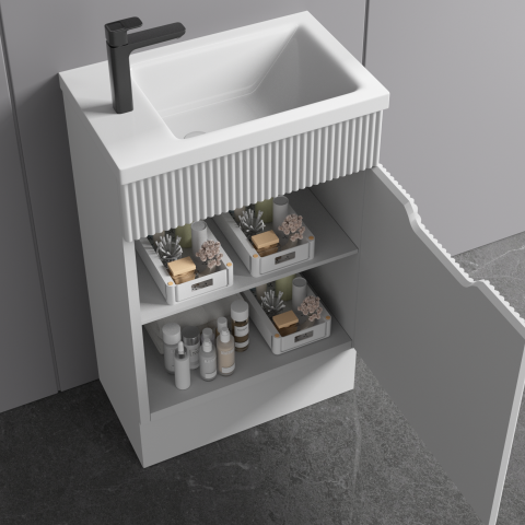 Savoy 400mm Premium Plywood Floor-Standing Vanity - Matte White - Image 4