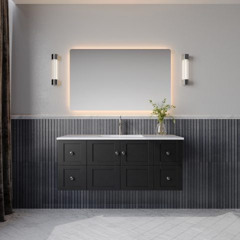Winterfell 1200mm Solid Wood Wall-Hung Vanity – Hampton Collection - Matte Black - Image 1