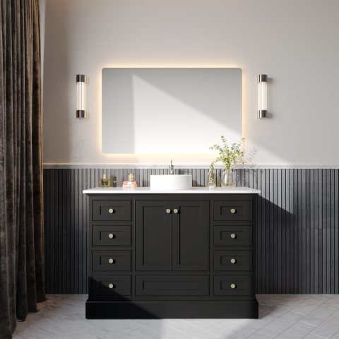Karita 1200mm Solid Wood Floor-Standing Vanity – Hampton Collection – Matte Black - Image 2