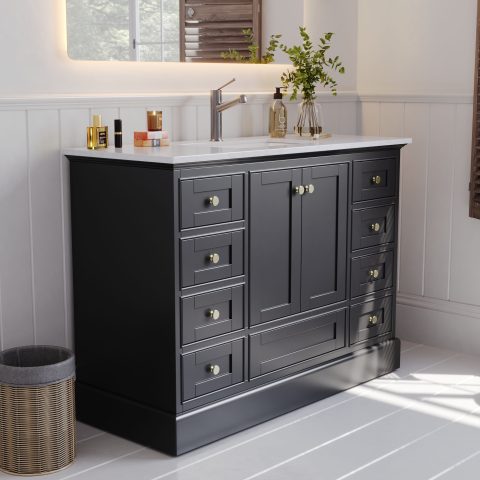 Karita 1200mm Solid Wood Floor-Standing Vanity – Hampton Collection – Matte Black - Image 4