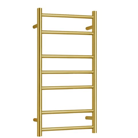 7 Bar Round Profile Heated Towel Rail – Brushed Gold - Image 1