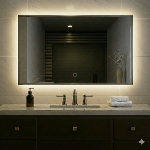 LINA Framed Rectangle Back-Lit 1500mm LED Mirror - Gun Metal - Image 1