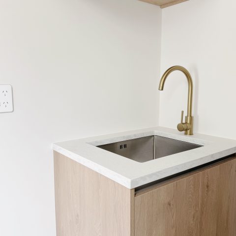 Modern Pin Lever Gooseneck Mixer - Brushed Gold (Kitchen/Laundry) - Image 3