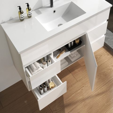 Avalon 1200mm Premium Plywood Wall-Hung Vanity - Gloss White - Image 5