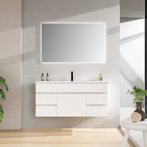 Avalon 1200mm Premium Plywood Wall-Hung Vanity - Gloss White - Image 2