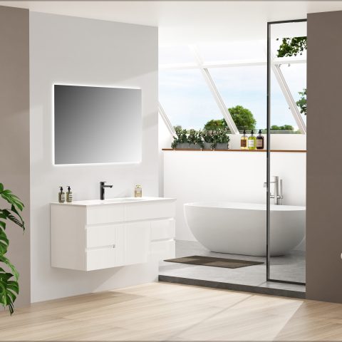 Avalon 1200mm Premium Plywood Wall-Hung Vanity - Gloss White - Image 3