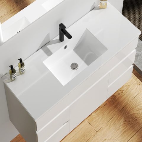 Avalon 1200mm Premium Plywood Wall-Hung Vanity - Gloss White - Image 4
