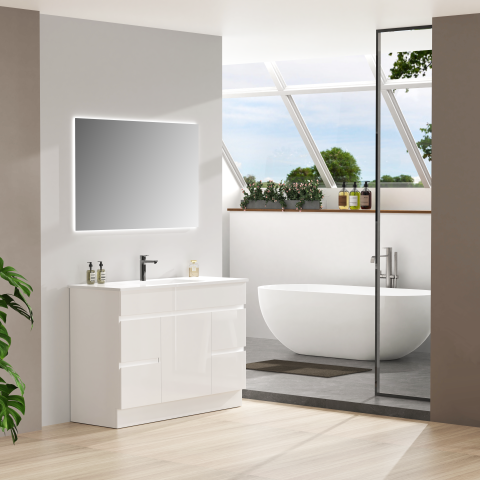 Avalon 1200mm Premium Plywood Floor-Standing Vanity - Gloss White - Image 3