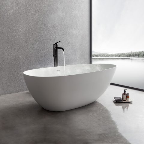 Āio 1700mm Premium Stone Freestanding Bathtub - Matte White - Image 8