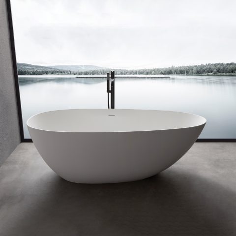 Āio 1700mm Premium Stone Freestanding Bathtub - Matte White - Image 2