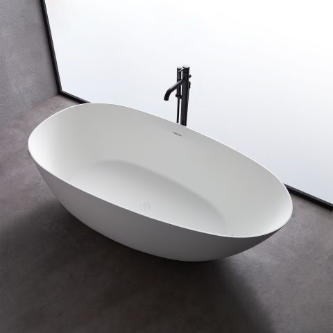 Āio 1700mm Premium Stone Freestanding Bathtub - Matte White - Image 9