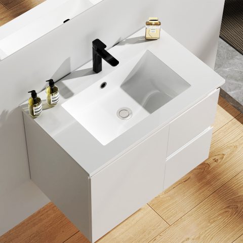 Avalon 750mm Premium Plywood Wall-Hung Vanity - Gloss White - Image 4