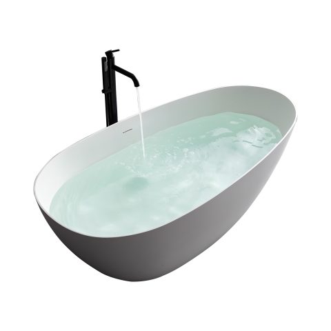 Āio 1700mm Premium Stone Freestanding Bathtub - Matte White - Image 4