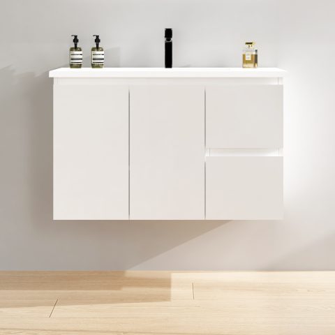 Avalon 900mm Premium Plywood Wall-Hung Vanity - Gloss White - Image 1