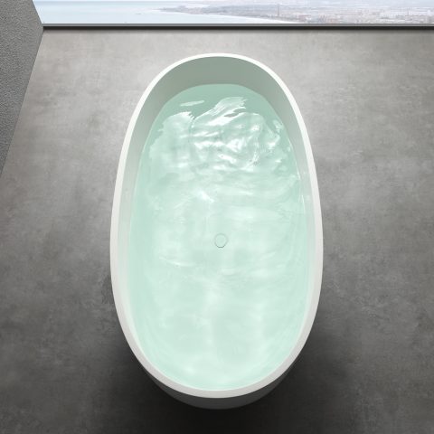 Marino 1650mm Premium Stone Freestanding Bathtub - Matte White - Image 6