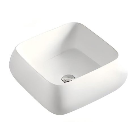 Quadro 420mm Square Vessel Basin - Gloss White - Image 1