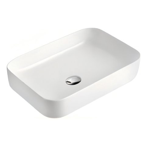 Novo 500mm Rectangular Vessel Basin - Gloss White / Matte Black - Image 1