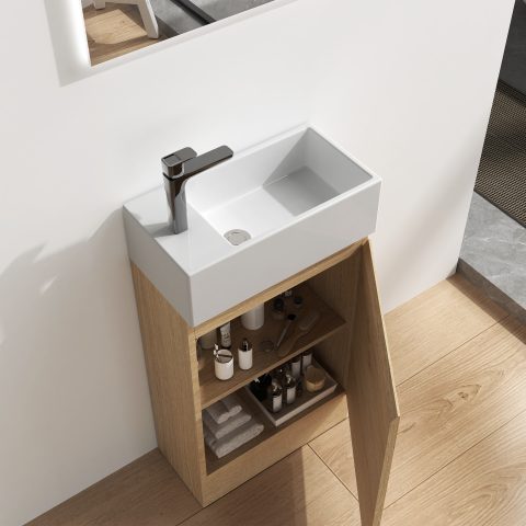 Wai 480mm Floor-Standing Vanity - Honey Oak - Image 5