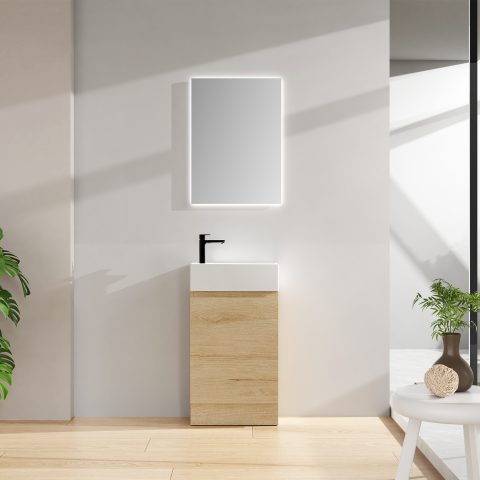 Wai 480mm Floor-Standing Vanity - Honey Oak - Image 2