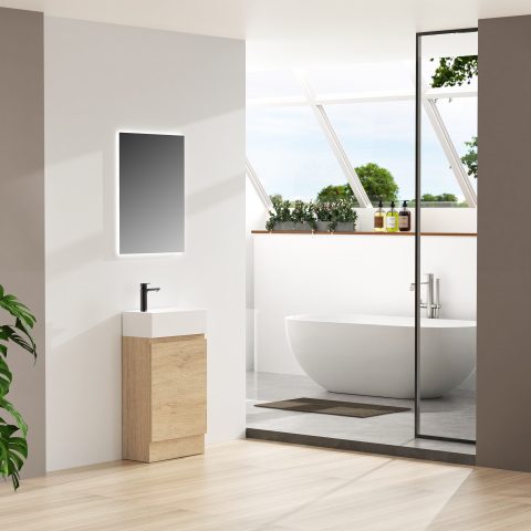 Wai 480mm Floor-Standing Vanity - Honey Oak - Image 3