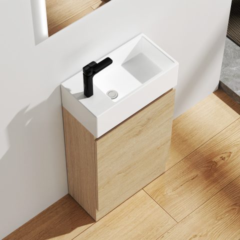 Wai 480mm Floor-Standing Vanity - Honey Oak - Image 4