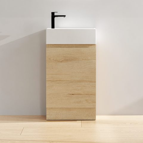Wai 480mm Floor-Standing Vanity - Honey Oak - Image 1