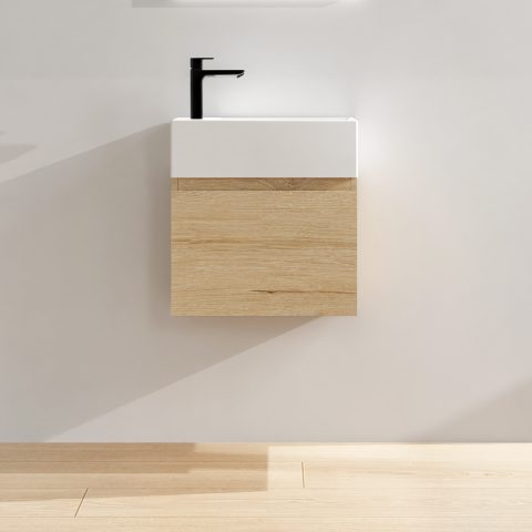 Wai 480mm Wall-Hung Vanity - Honey Oak - Image 1
