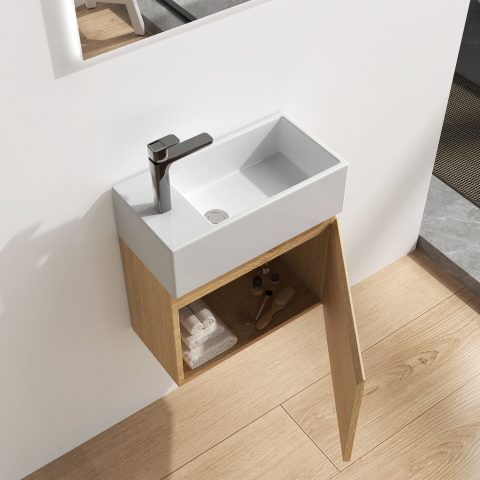 Wai 480mm Wall-Hung Vanity - Honey Oak - Image 5