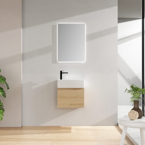 Wai 480mm Wall-Hung Vanity - Honey Oak - Image 2
