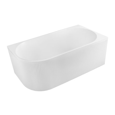 Riva 1500mm Fluted Corner Bathtub - Gloss White (Left / Right Hand) - Image 1