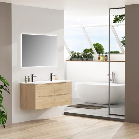 Wai 1200mm Wall-Hung Vanity - Honey Oak - Image 3