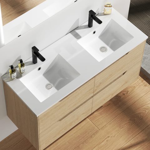 Wai 1200mm Wall-Hung Vanity - Honey Oak - Image 4