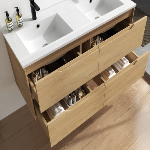 Wai 1200mm Wall-Hung Vanity - Honey Oak - Image 5
