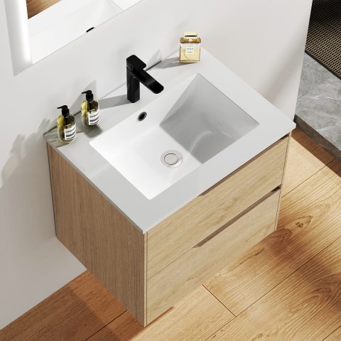 Wai 600mm Wall-Hung Vanity - Honey Oak - Image 4