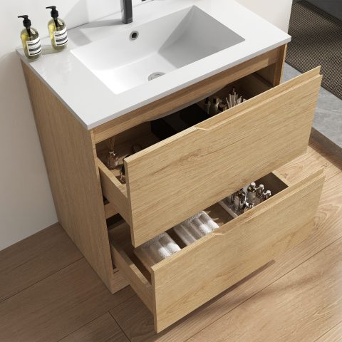 Wai 750mm Floor-Standing Vanity - Honey Oak - Image 5